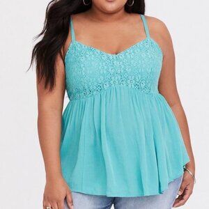 TORRID teal lace baby doll tank